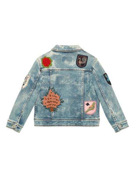 gucci bleached denim jacket with patch bergdorf goodman|Gucci Bleached Denim Jacket w/ Patches, Blue  .